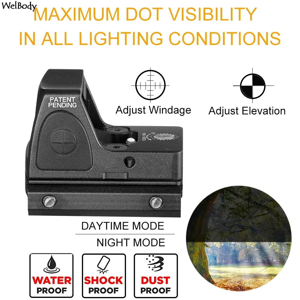 Оптический прицел Glock для охоты с красной точкой микро рефлекторный регулируемой