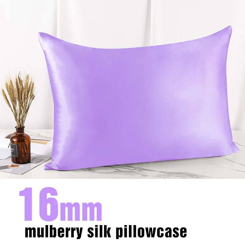 

Purple Pillow Cover Pillowcase Silk Invisible Zipper Bedding Pillow Case Decor Design Home Textile Queen Size 50.8x76.2cm
