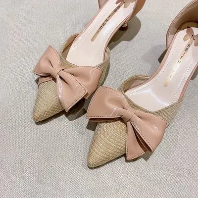 

2021 summer and autumn new fashion pointed bow stiletto heel all-match single shoes women's shoes