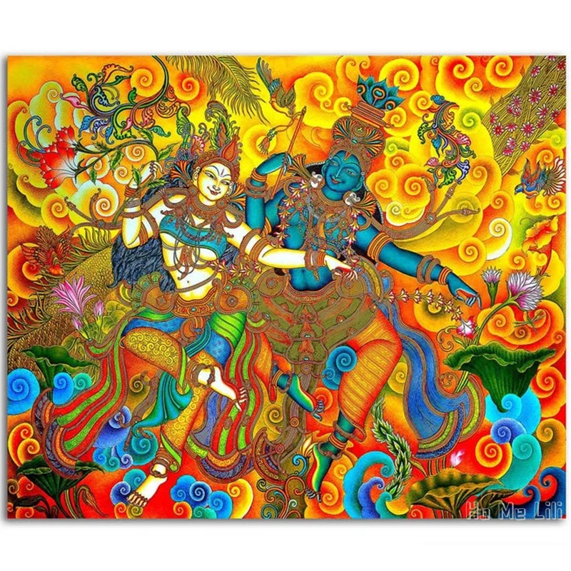

Radha Indian Art Eternal Love Paintings Traditional Rolled Mural Canvas By Ho Me Lili Wall Art