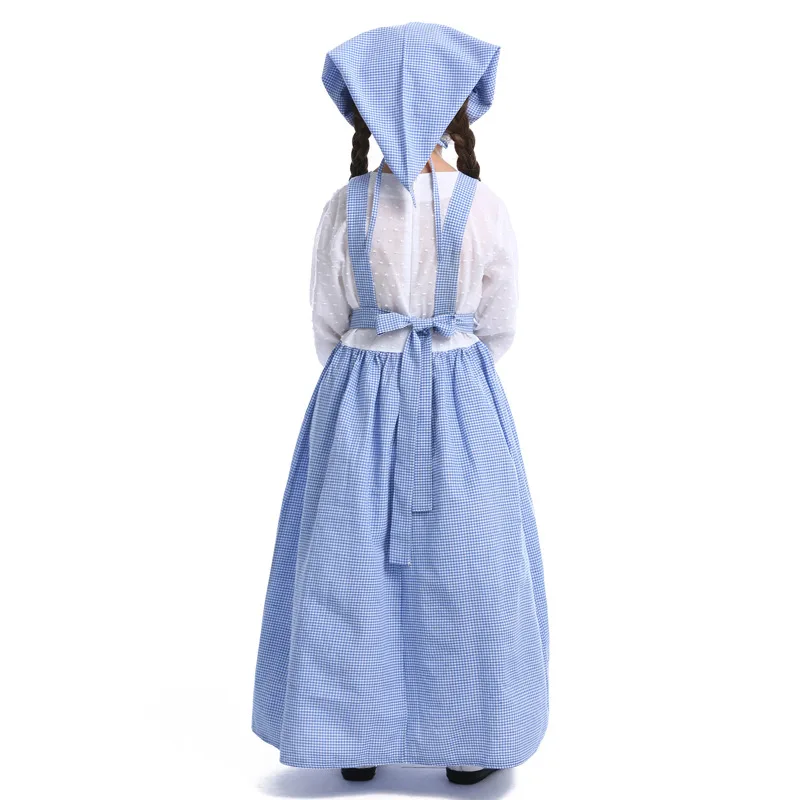 

British Pioneer Girl Prairie Dress California Costumes Colonial Pilgrim Maid Dress Halloween Cosplay Costume