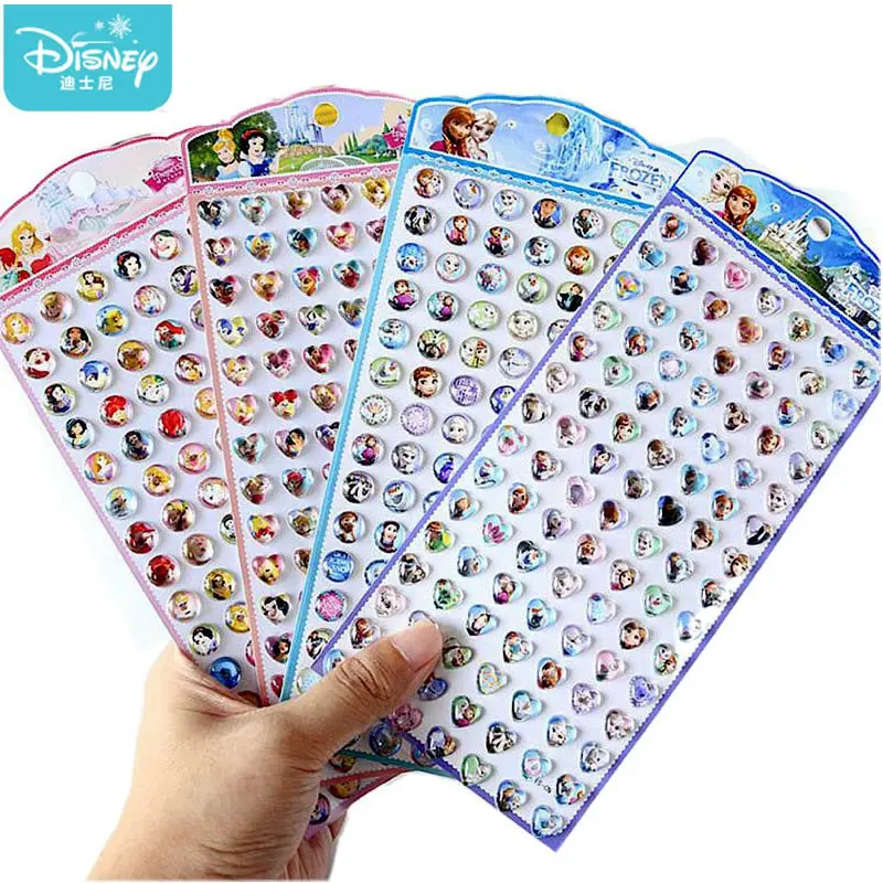 

98Pcs/Sheet Disney Frozen Princess Girl Stickers 3D Acrylic Crystal Aesthetic Cute Cartoon Anime Reward Book Sticker Kids Gift