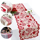 Новинка, скатерти из полиэстера с красным сердцем для стола на День святого Валентина, свадьбу, скатерть из кружевной ткани с принтом в виде Купидона, декор для вечерние стола