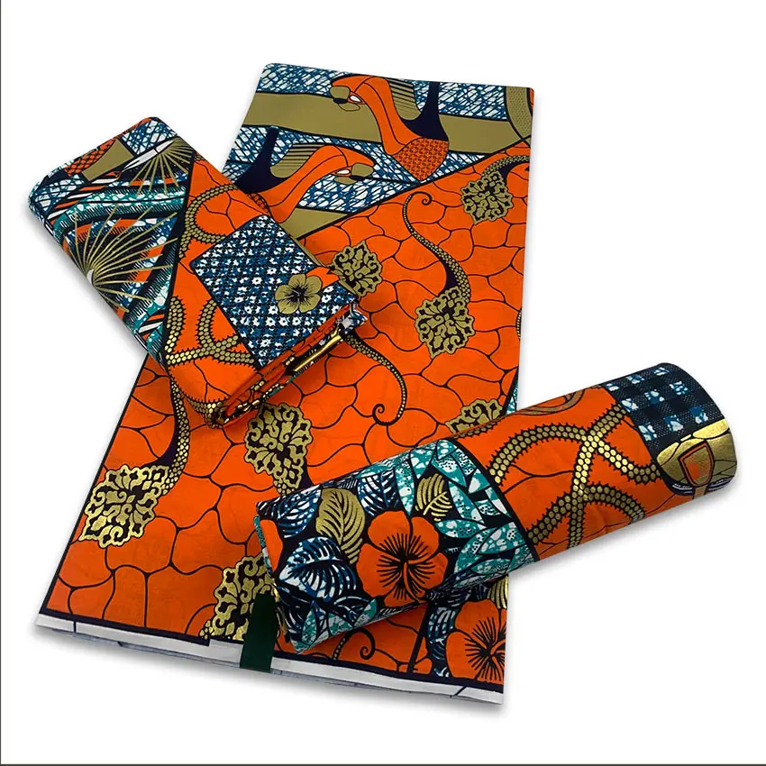 Фабричная цена африканская Модная Золотая вощеная ткань нигерийский Золотой