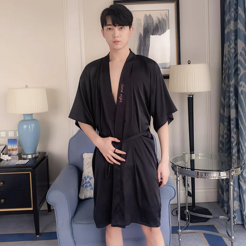 Летняя Пижама для пар Мужская пижама халат шорты ночная рубашка пикантная