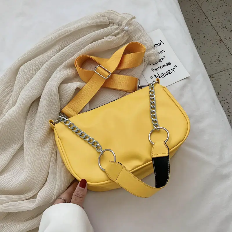 

Fashion New Half Moon Women Underarm Bag Soft Leather Chain Ladies Baguette Shoulder Messenger Bags Female Purses and Handbags