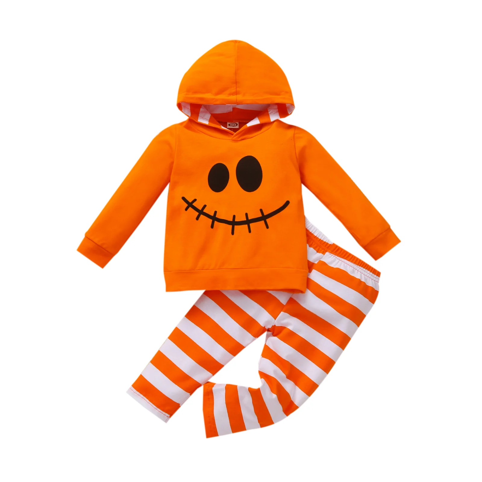 

1-5 Years Clothing Sets Halloween Full Sleeve Sets Striped Hooded Toddler Fashion Autumn 2 Pcs Set Baby Kids Outfit
