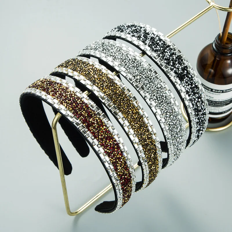 

Colorful Rhinestones Headbands For Women Luxury Designer Headband Shiny Padded Diamond Crystal Bow Hoop Hair Bands Accessories