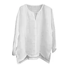 Женская блузка, Летняя короткая дышащая блузка с длинным рукавом, винтажные блузки, однотонная Свободная Повседневная рубашка, 2021