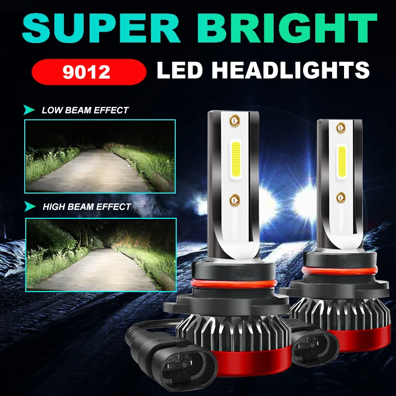 Led Headlights 9012(HIR2) Car Headlamp 6000K White Auto Fog Lamps 10000Lm 12V Bulb 80W/Set Super Bright Lights High Low Beam 2Pc