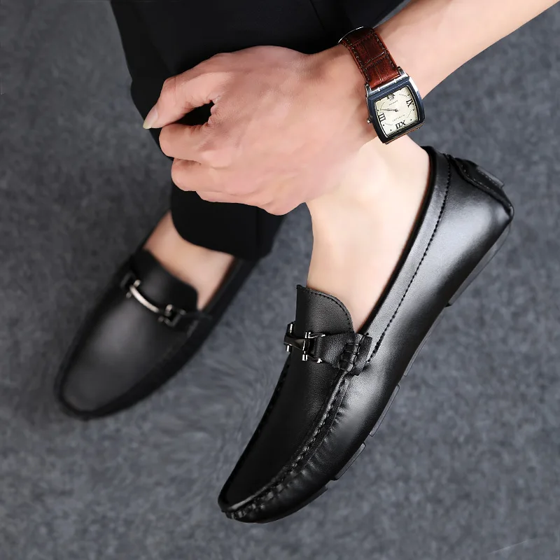 Туфли мужские из натуральной кожи роскошные брендовые без застежки формальные