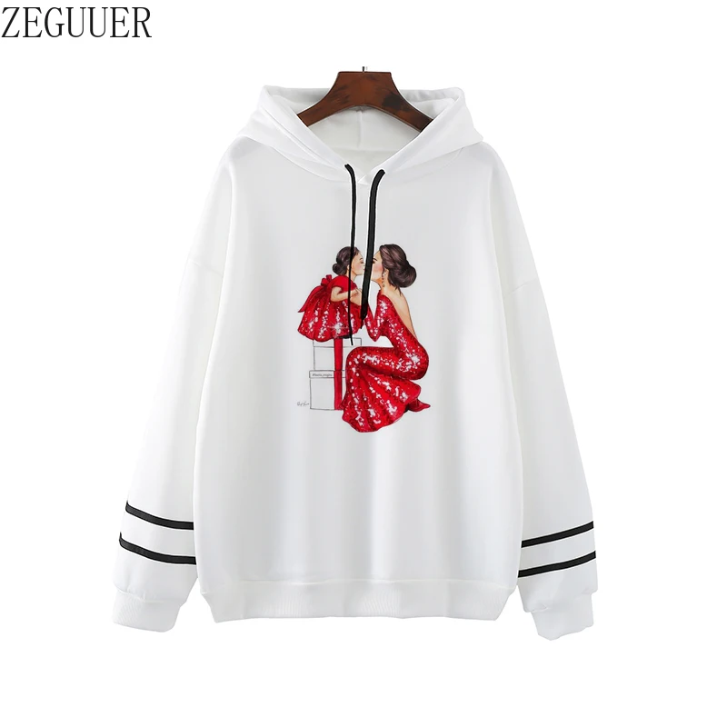 

Новые забавные осенние толстовки для мамы и дочки, Женские повседневные топы, толстовки размера плюс с забавным модным принтом, женская оде...