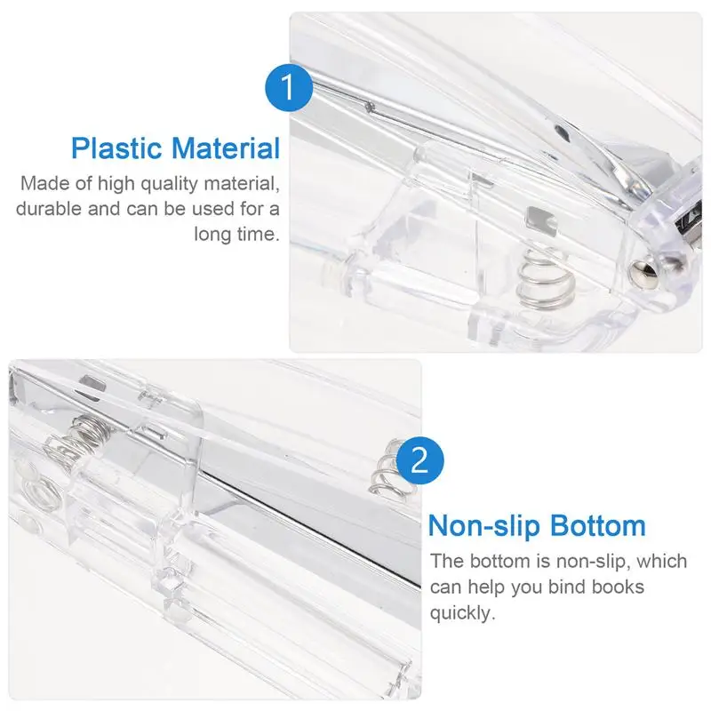 

1pc Transparent Stapler Plastic Binding Machine Book Binding Tool Stapling Tool