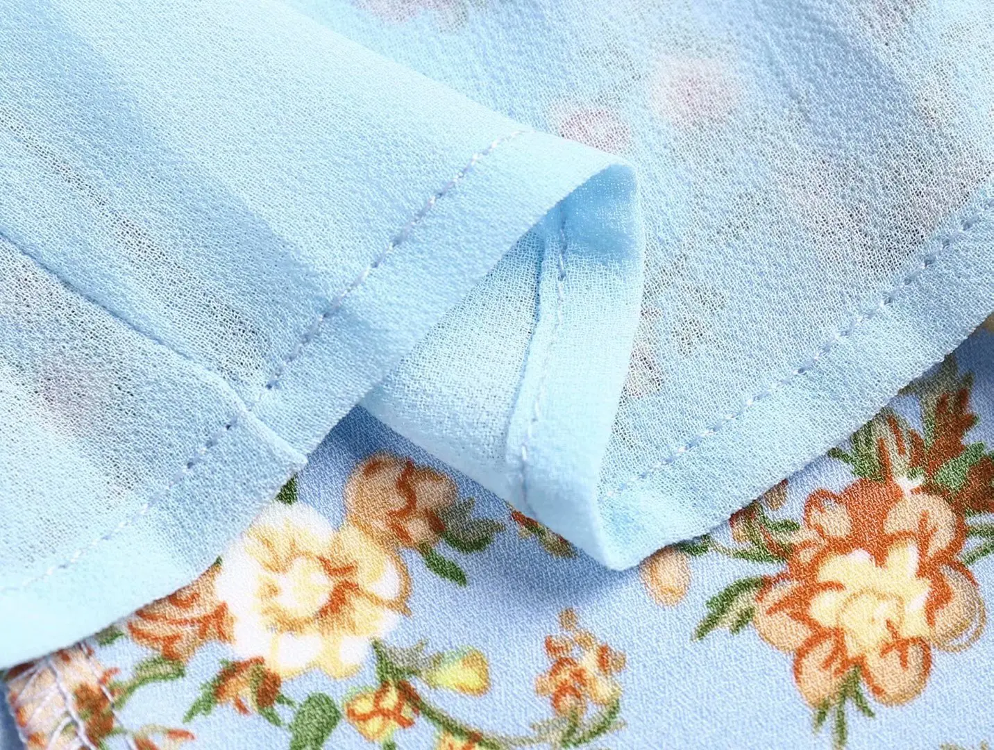 

2021 summer high waist mid-length skirt Chinese retro print temperament commuter split ruffle dress women