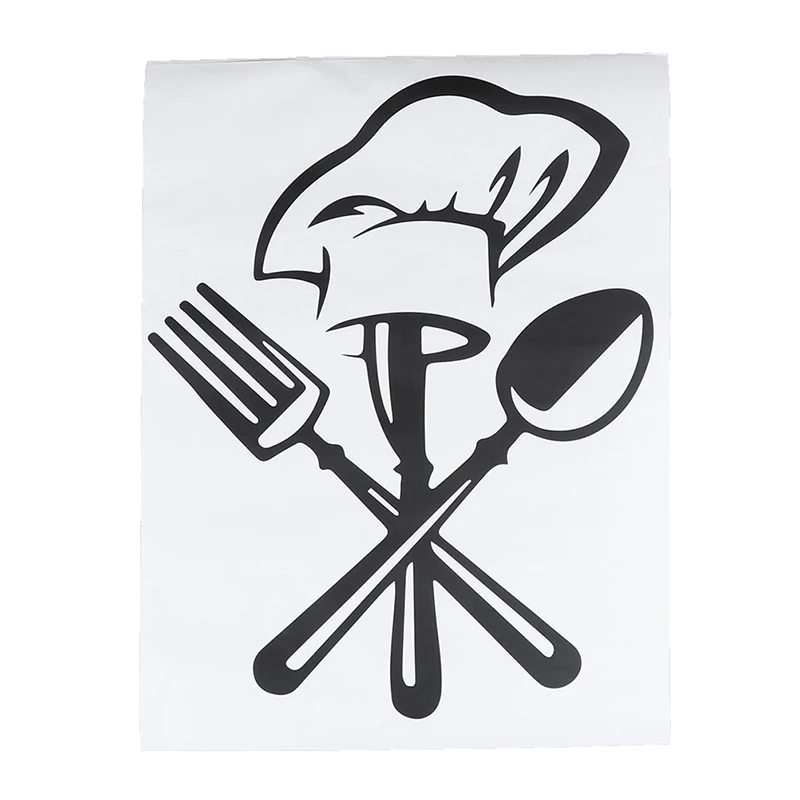Creative Cutlery Knife Fork Chef Hat Wall Sticker For Kitchen Restaurant Decoration Mural Decals Wallpaper Home Decor Stickers | Дом и сад