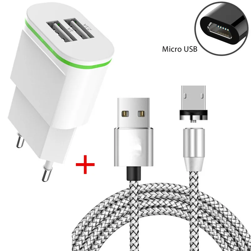 2.1A USB зарядное устройство EU Plug Быстрая зарядка для Motorola Moto c G3 G4 G5 G5s Plus G6 Play E3 power E4 E5 Супра зарядное устройство магнитный кабель