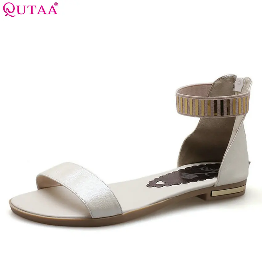 Женские сандалии QUTAA с открытым носком на низком квадратном каблуке пряжкой