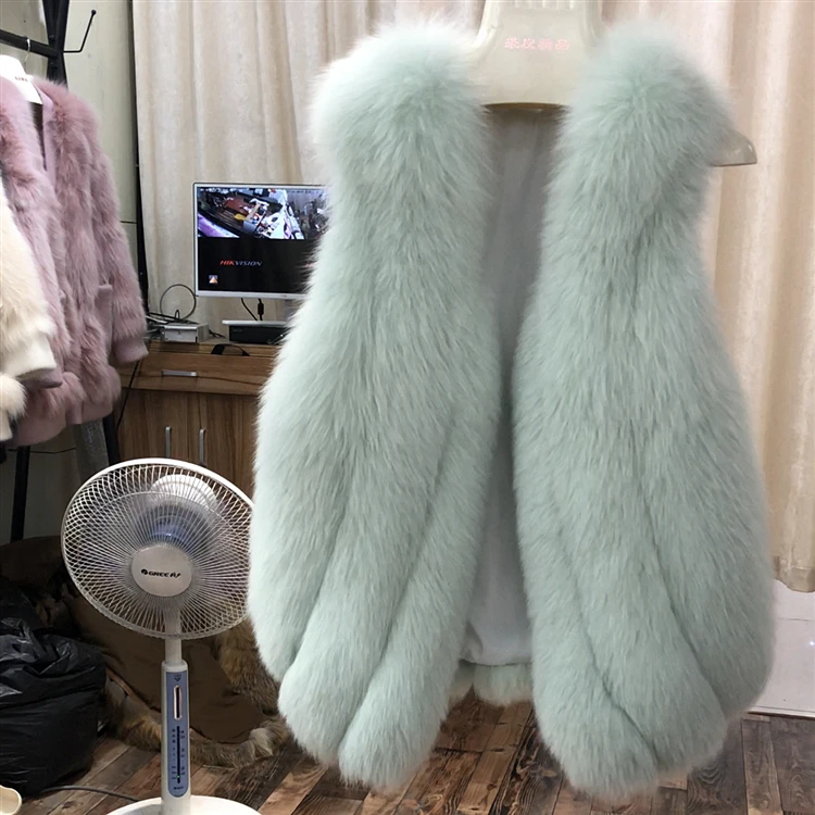 ZDFURS* натуральный Лисий меховой жилет для женщин Зима Осень Теплый Женский жилет без рукавов из лисьего меха женский цветной натуральный короткий жилет - Цвет: 10