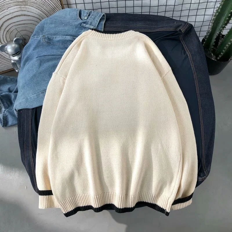 

Luren Japan Style Knit Sweater Men Clothing 2021 Fashion Harajuku Sweaters Pullover Mens Classic Clothes M-2XL