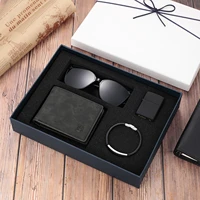 customized men%e2%80%99s gift box pu leather wallet sunglasses lighter men%e2%80%99s bracelet four piece gift box the best gift for boyfriend