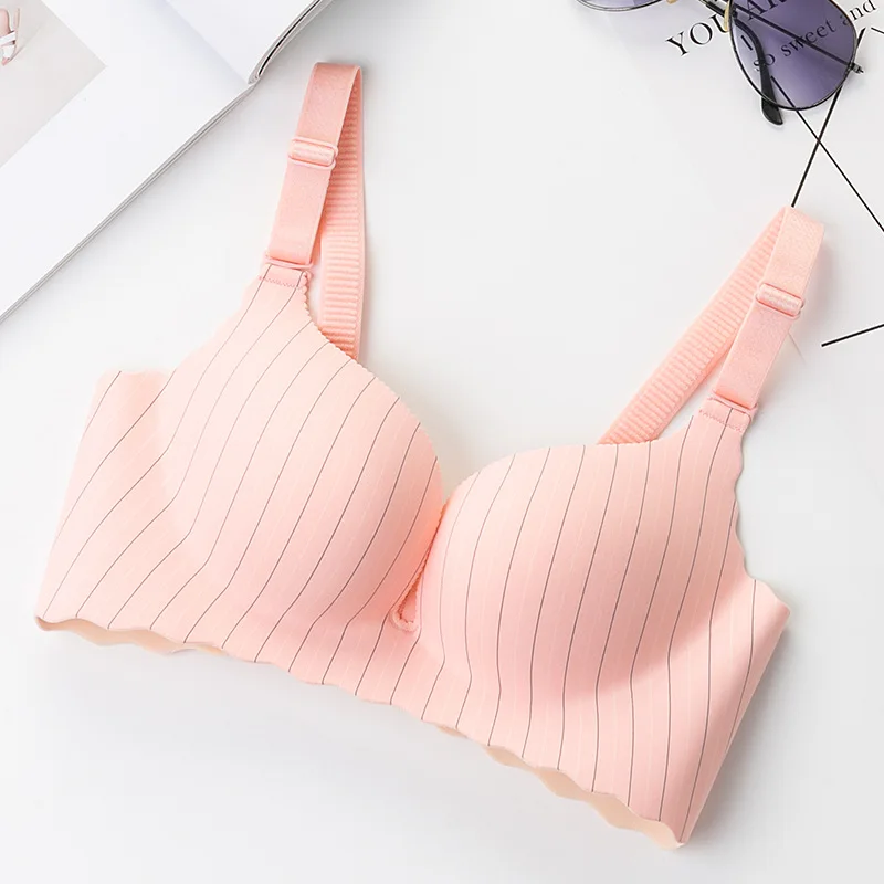 design2 pink Сексуальный бесшовный бюстгальтер для женщин, цельный бюстгальтер пуш-ап, бюстгальтер без косточек, Полосатое белье, бюстгальтер с чашечками 5/8, женское нижнее белье, бюстгальтер - Цвет: design2 pink