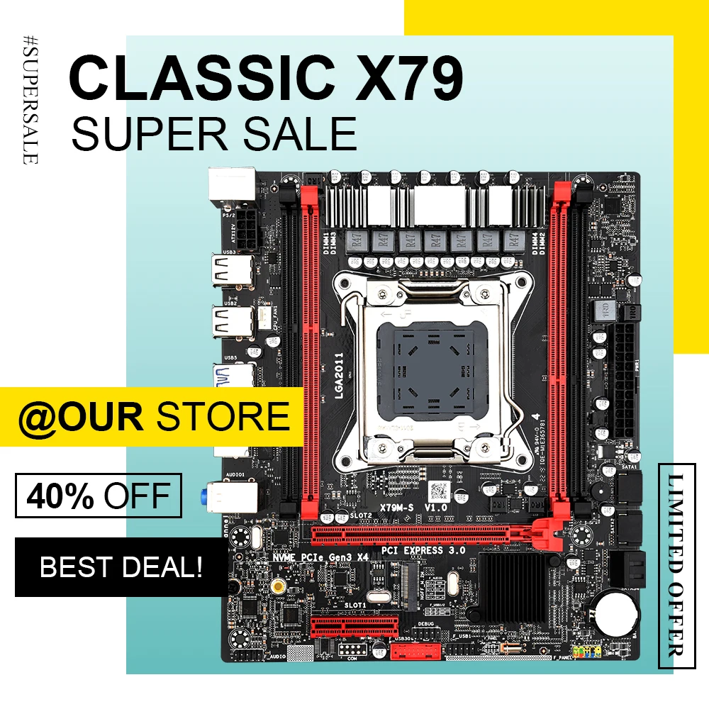 X79M-S LGA 2011 двухканальная материнская плата DDR3 64G RAM M.2 NVME SATA III USB 3 0 Поддержка Xeon v1 V2 E5