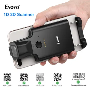 eyoyo 2d back clip bluetooth barcode scanner phone work portable barcode reader data matrix 1d 2d qr scanner android ios system free global shipping