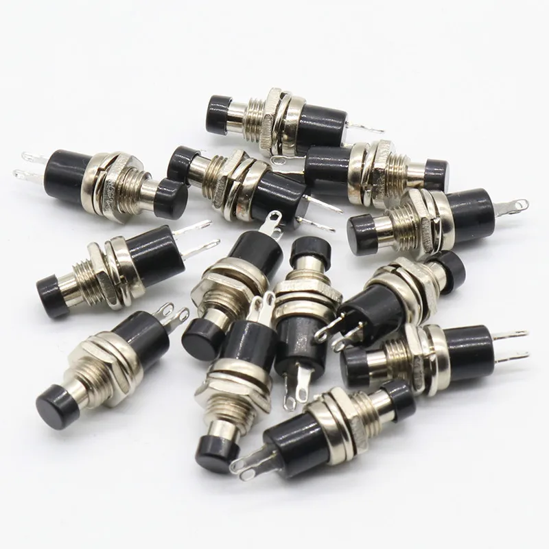 

IMC Hot 10Pcs Black Cap SPST Momentary Mini Pushbutton Switch DC 50V 0.3A