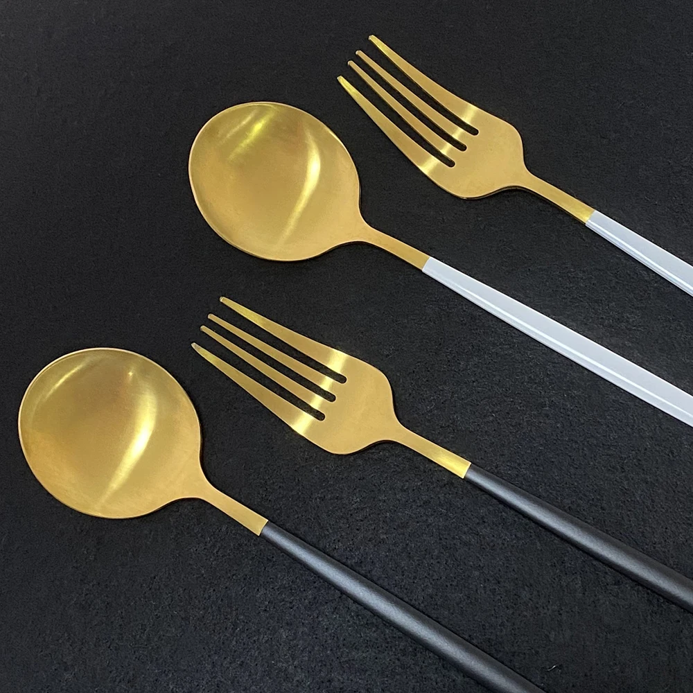 24 шт./компл. набор посуды черный столовых приборов из нержавеющей стали нож вилка