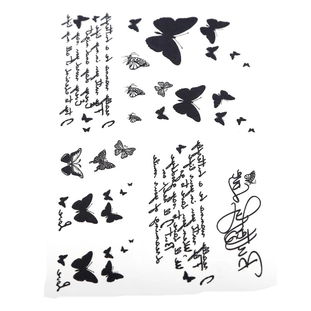 

Butterfly Letter Design Waterproof Water Transfer Tatoo Sticker Temporary Tattoo