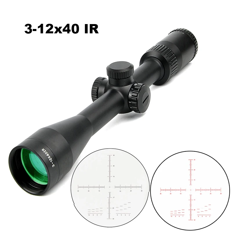 FFP HD 3-12X40 IR Rifle Scope Optical Sight Red Illuminated Glass Etched Reticle Hunting Shooting | Спорт и развлечения