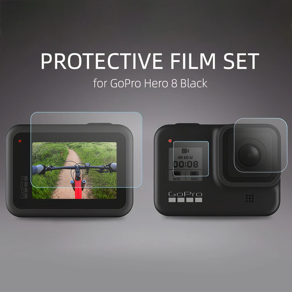 HD Закаленное стекло пленка Набор для Go Pro HERO 8 черный объектив камеры протектор