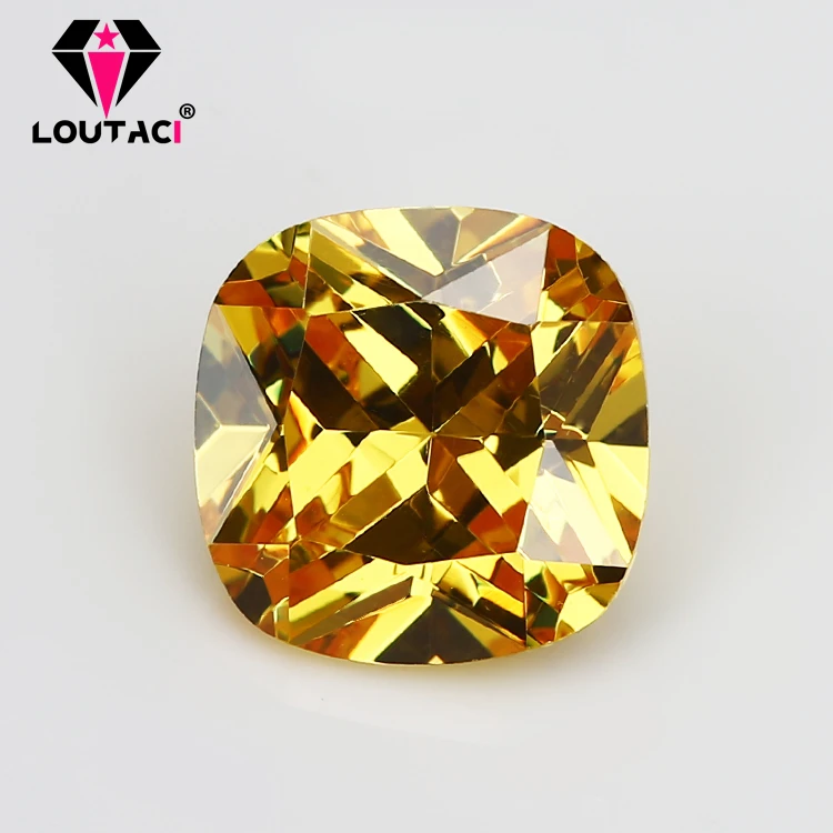 

LOUTACI Golden Yellow Cushion Cheap Cubic zirconia Engagement Rings for Women Small Size 3x3-4x4mm