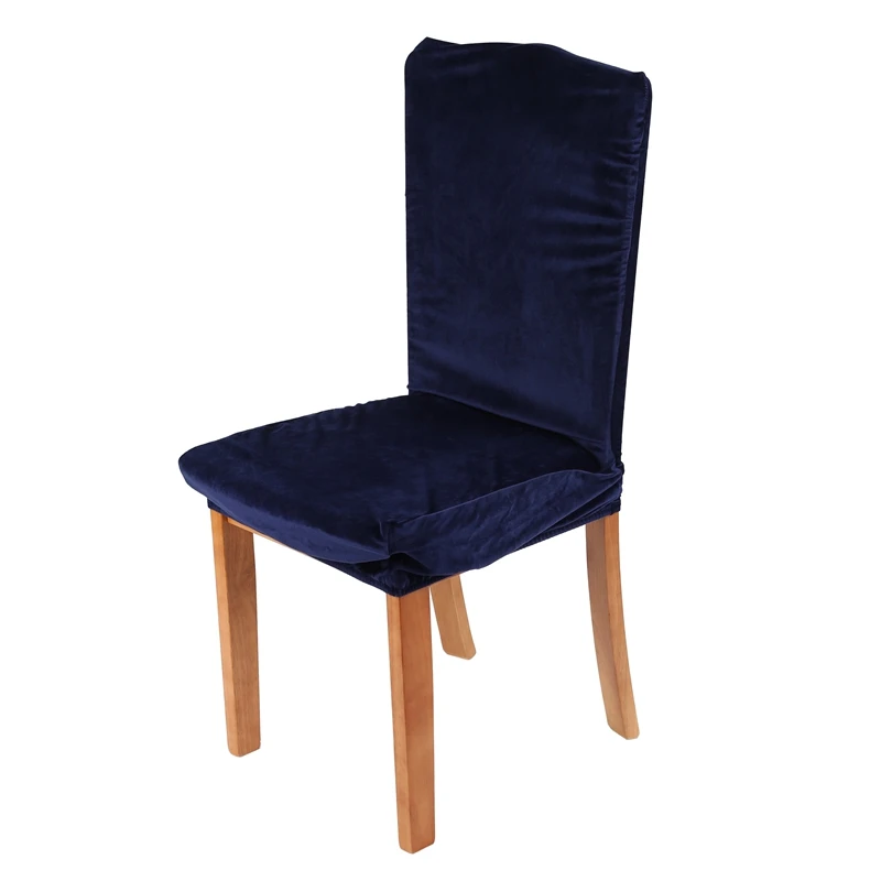 Stretch Fox Velvet Fabric Dining Room Wedding Kitchen Home Short Chair Seat Covers Navy Blue | Дом и сад