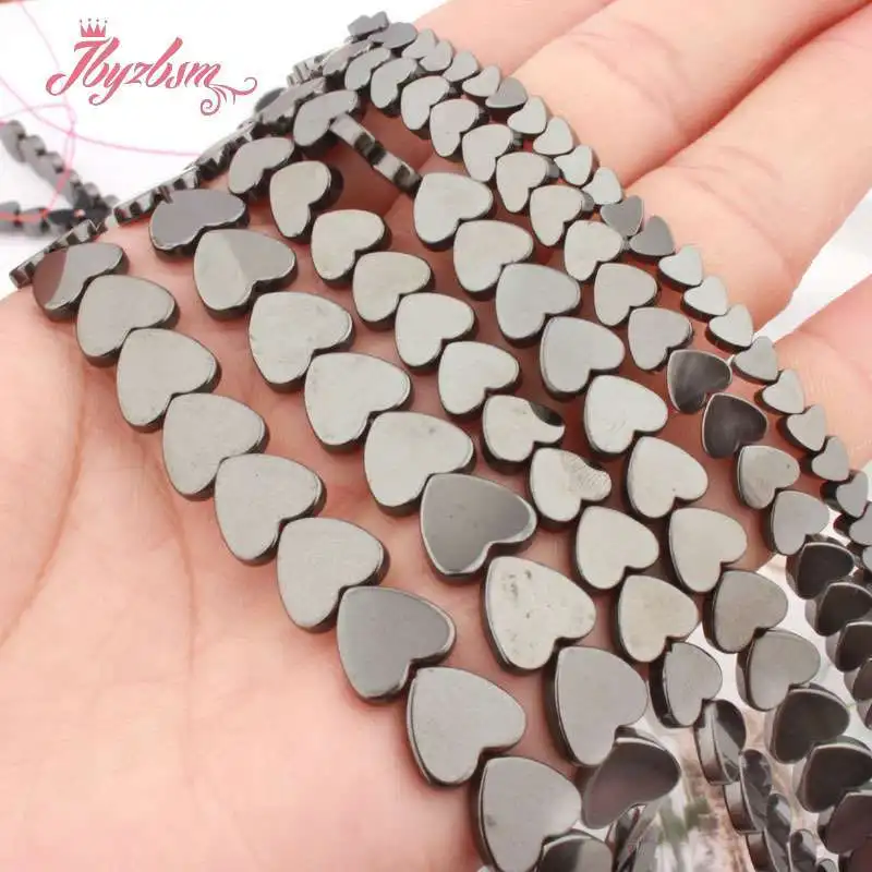 

Natural Black Hematite Heart Shape Loose 6/8/10MM Smooth Spacer Stone Beads For DIY Necklace Bracelet Jewelry Making Strand 15"