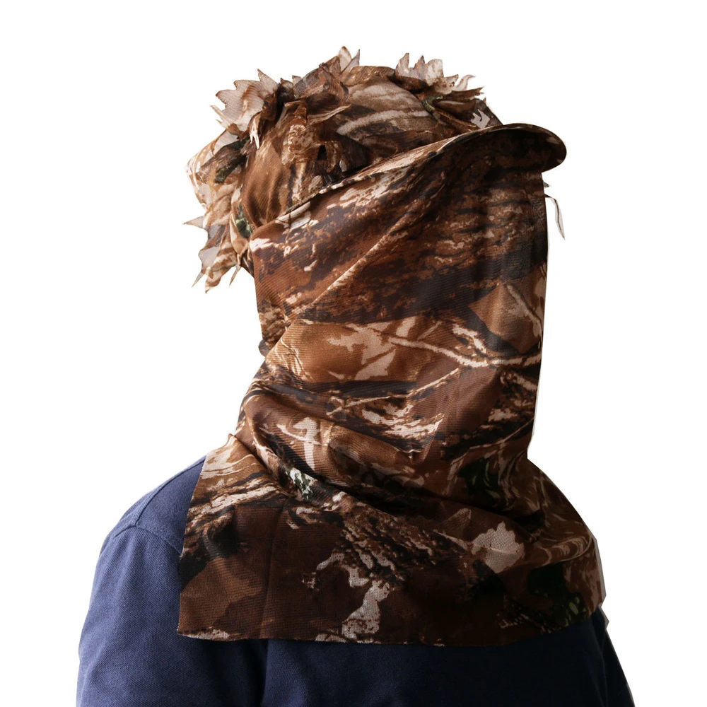 3D kamuflaj tam yüz maskesi yapraklı şapka Jungle Sniper kap Woodland Ghillie Suit taktik çekim avcılık aksesuarları