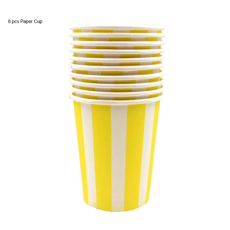 250ML Paper Cup A4 Одноразовый Бумага пластины полосы Цвет День рождения тарелка для фруктов, пирожных лоток Бумага чашки салфетка посуда День рождения расходные материалы - Цвет: 250ML Paper Cup A4
