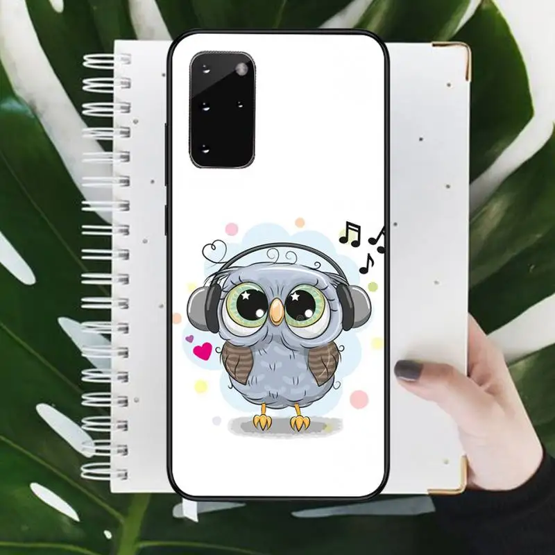 

Cute Owl Black fashion Cartoons Phone Case For Samsung S6 S7 edge S8 S9 S10 e plus A10 A50 A70 note8 J7 2017