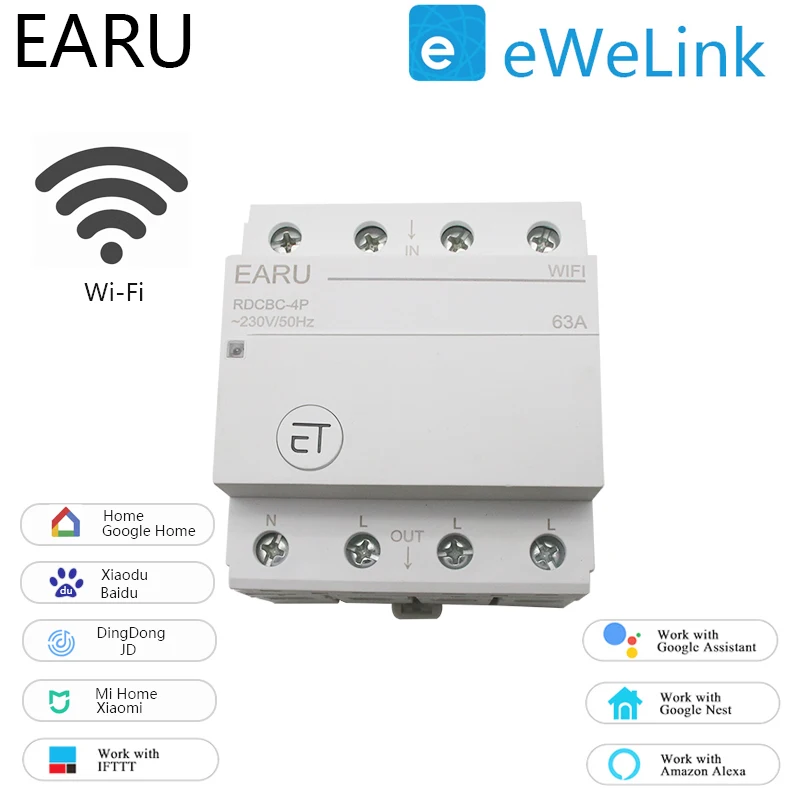 4P din рейка WIFI автоматический выключатель Умный таймер реле дистанционное