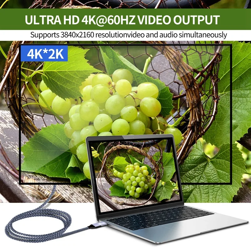 TYPE-C to Cable 4K@60HZ Male Adapter 100W USB 2.0 Audio Video Transmission Charger Data 2 M | Компьютеры и офис