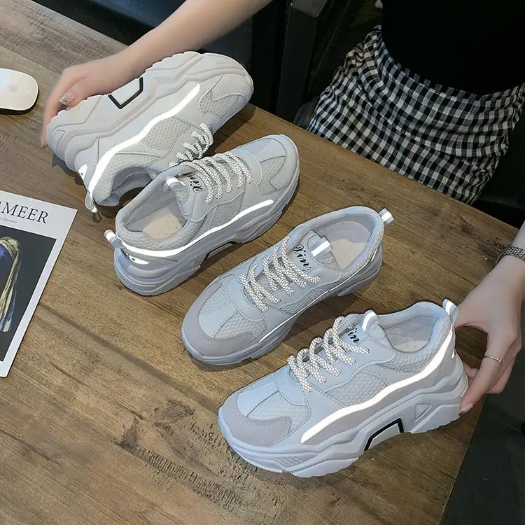Новинка белые туфли на танкетке женские кроссовки платформе теннисные feminino