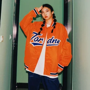 2021 new arrival baseball coat hot bomber jacket brand clothing women spliced autumn spring casual stripe coat blue orange black free global shipping