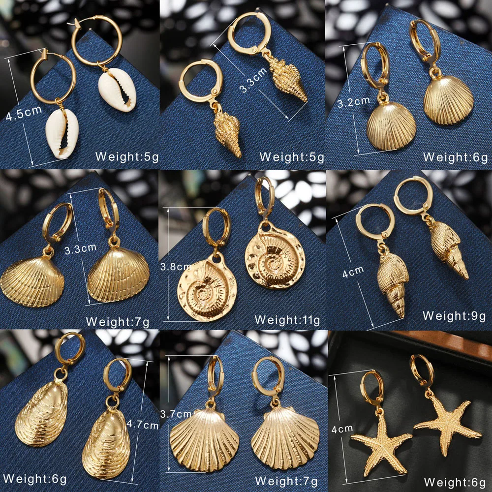 Новинка серьги в виде морской раковины для женщин Золотой хрящ маленькие кольца