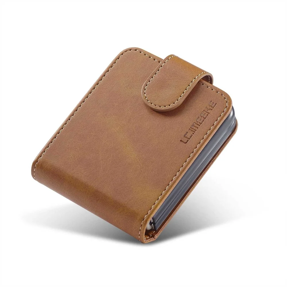 Vintage Card Wallet Case for Samsung Z Flip 3 Cover with Magnetic Buckle PU Leather Shockproof Case for Galaxy Z Flip 3 Case