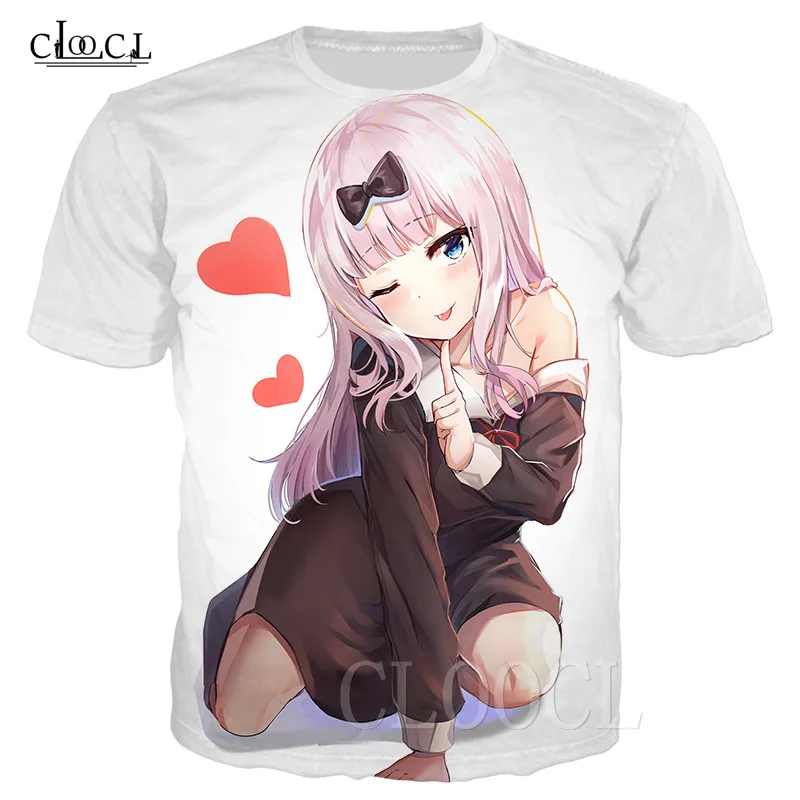 Fujiwara Chika футболка Топы с 3D принтом аниме Kaguya Sama коротким рукавом спортивный
