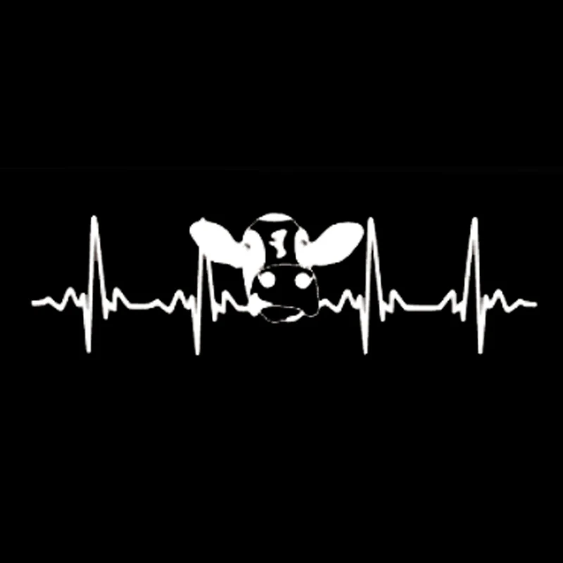 

Personality Cow Ekg Heartbeat Fashion Car Stickers Styling Creativity Motorcycle Accessories Decal PVC 20cm X 5cm