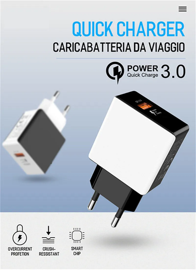 Быстрая зарядка 3 0 QC USB настенное быстрое зарядное устройство для SAMSUNG Huawei Xiaomi iphone