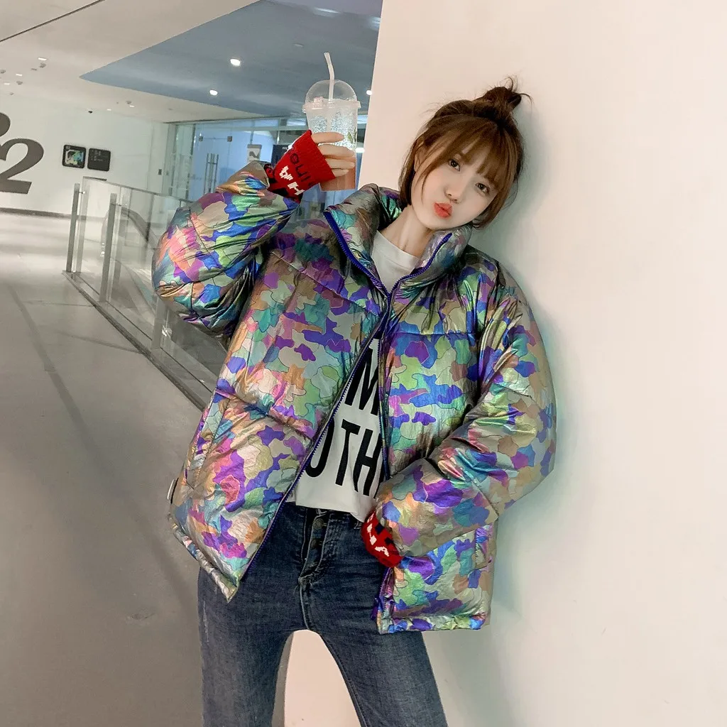 2019 зимняя куртка женские парки со стоячим воротником свободные