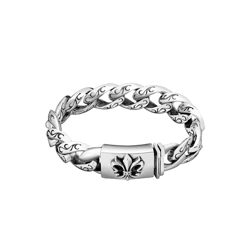 

925 Sterling Silver Men's Bracelet Gothic Style Creative Hip-Hop European And American Fashion Trendy Trendy Cool