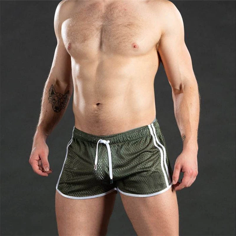 

Breathable Men Summer Solid Color Swim Shorts Male Workout Fitness Gym Shorts Casual Mesh Beach Trunks Short Pants